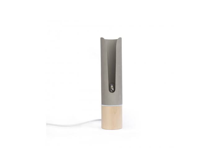 Lampe à poser en bois et béton, anneau feutrine blanc