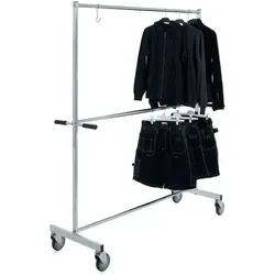 mobiler Garderobenständer Ing-Marie Lang, max. 200 kg 2 Etagen Kleiderständer, 4 Lenkrollen, 1530x606x1980 mm