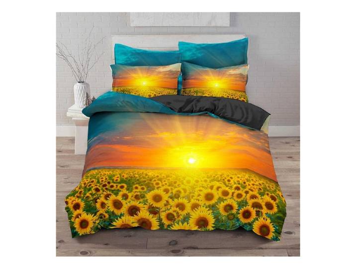 LuxusKollektion Kinderbettwäsche Bettwäsche Set 220x240cm Sonnenblumen Gelb 2 Kissen 80x80cm