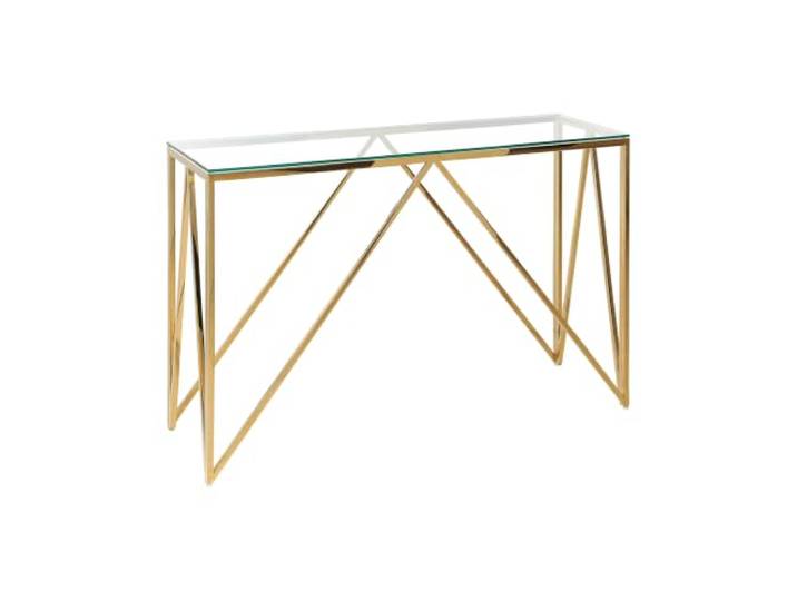 Beliani Konsolentisch Gold Sicherheitsglas Glamourös Schmaler Rechteckig Glas, Glänzend, 120 x 40 x 78 cm