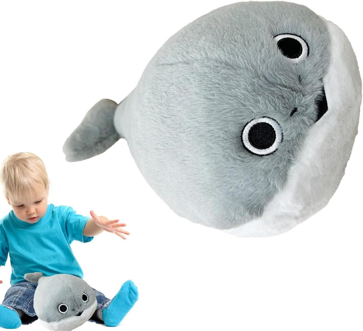 Blauwe Knuffel Vis Pluche Kussen voor Decoratie in de Woonkamer - 50 cm