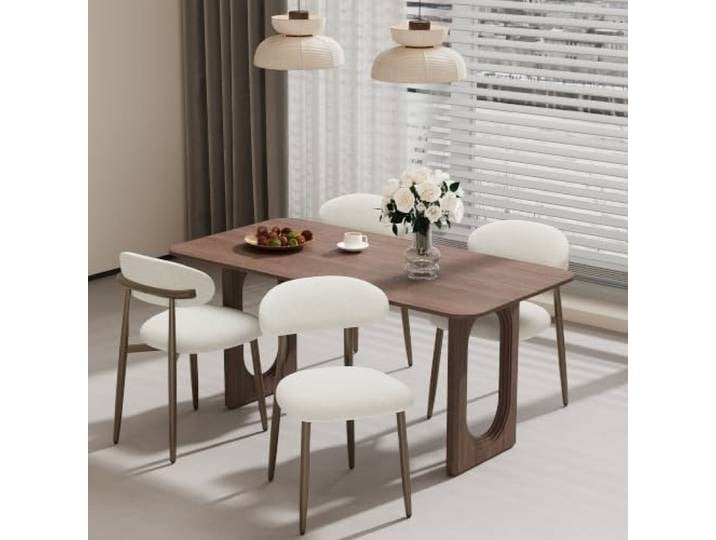 MALOL Esszimmerstühle 4er Set, Gepolsterte Stühle Esszimmer, Küchenstühle, Esstisch Stühle mit geschwungener Rückenlehne & Metallfüßen, moderne Stoffstühle für Küche, Wohnzimmer und Gastronomie, Beige