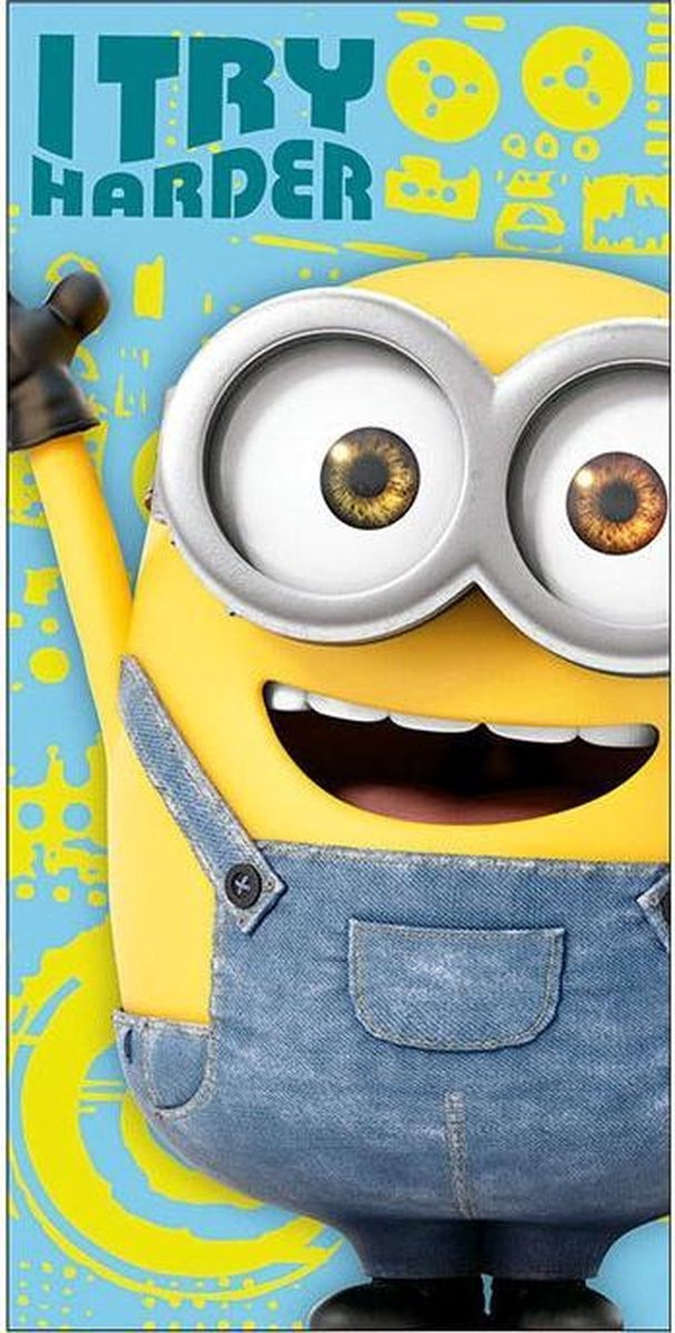 Minions badlaken en strandlaken I Try Harder B: 70 cm, L: 140 cm