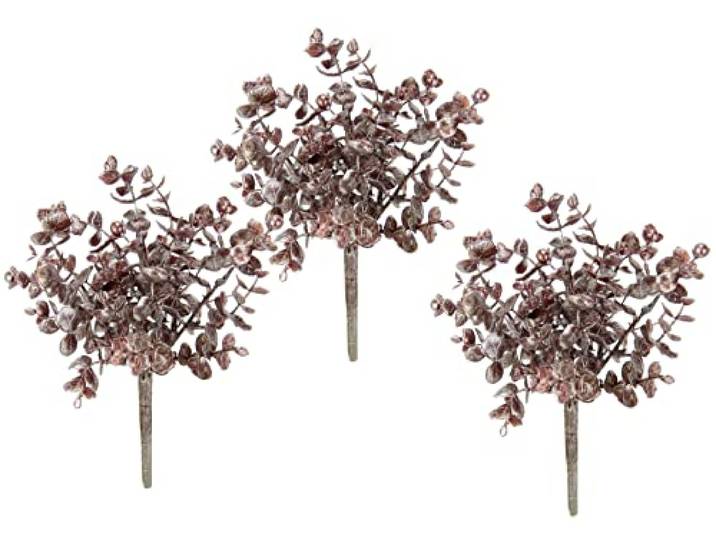 Künstlicher Eukalyptuszweig mit Beeren geeist Eukalyptus Zweig Eukalyptus Blumen Floristik Weihnachtsdeko Busch Kunstblume Dekozweig Stielblume Dekoration Kränze Adventskränze Deko für Girlande Kranz