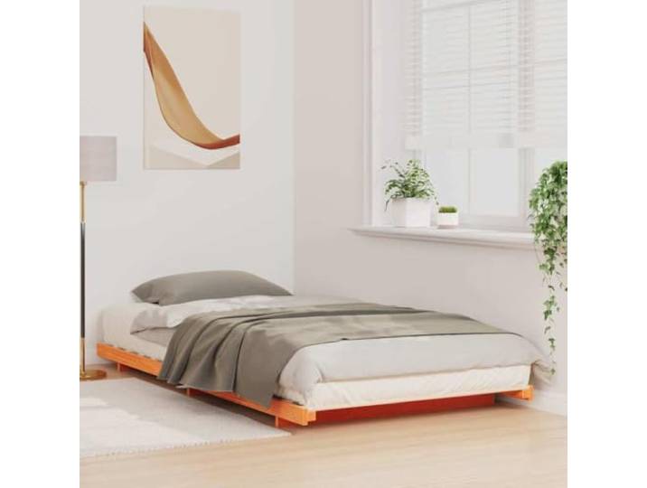 KTHLBRH Bettgestell braun gewachst 80 x 200 cm Kiefer massiv Modernes Design, einfache Montage, kein Boxspring, einfache Reinigung, 110 kg