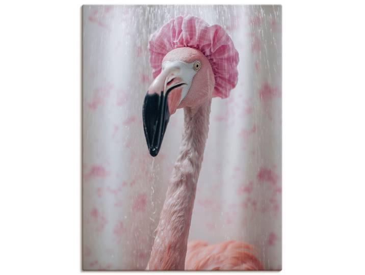 Artland Flamingo unter der Dusche 1 Stk. tlg. als Alubild, Leinwandbild, Poster, Wandaufkleber in verschied. Grössen