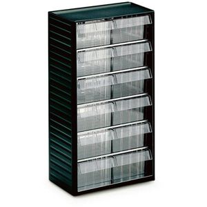 Treston Kleinteilemagazin 557-3, aus Kunststoff, für Wandmontage, 31 x 55 x 18cm, 12 Schubladen