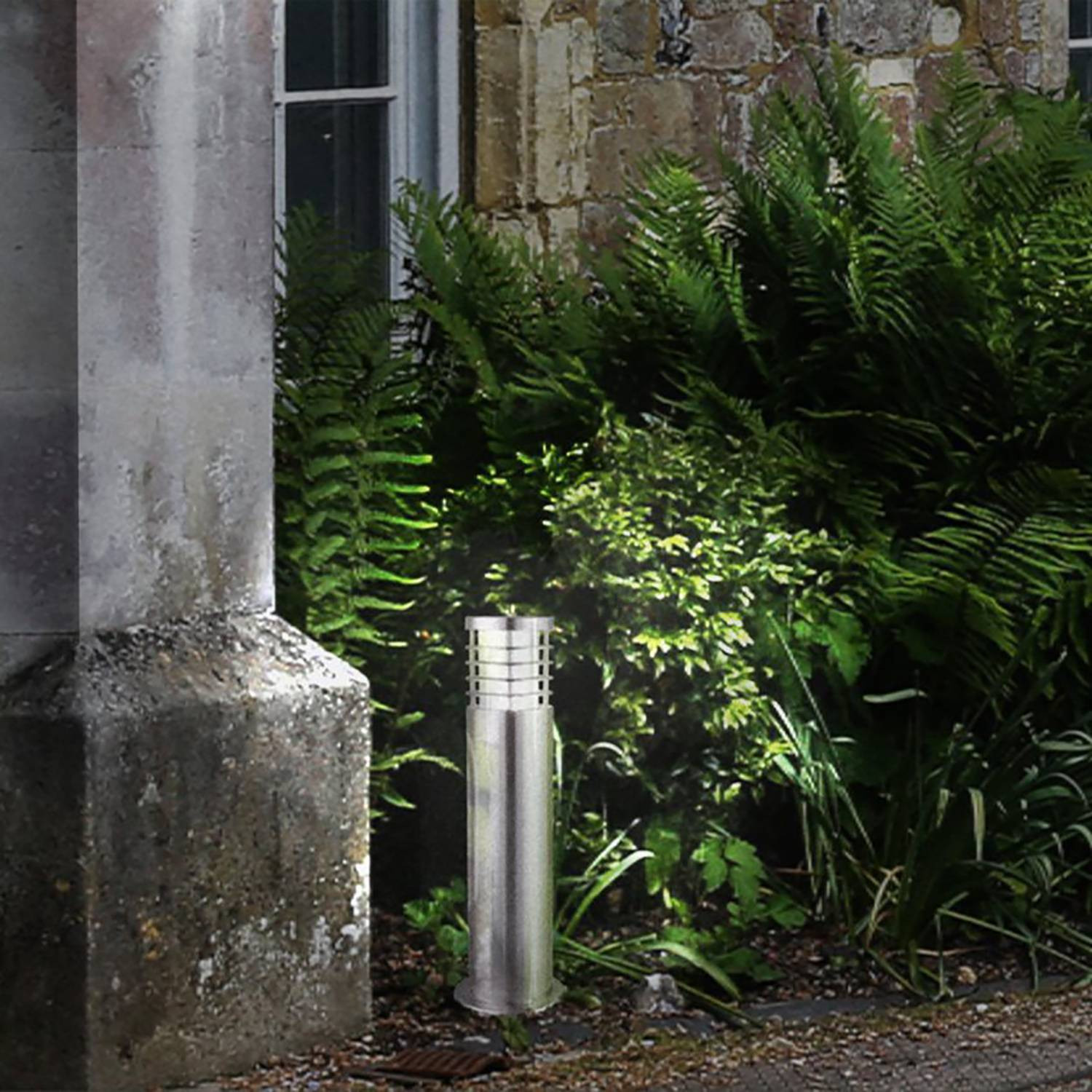 Louvre RVS staande tuinlamp Searchlight zilver B/D/H: 14 x 14 x 45 cm