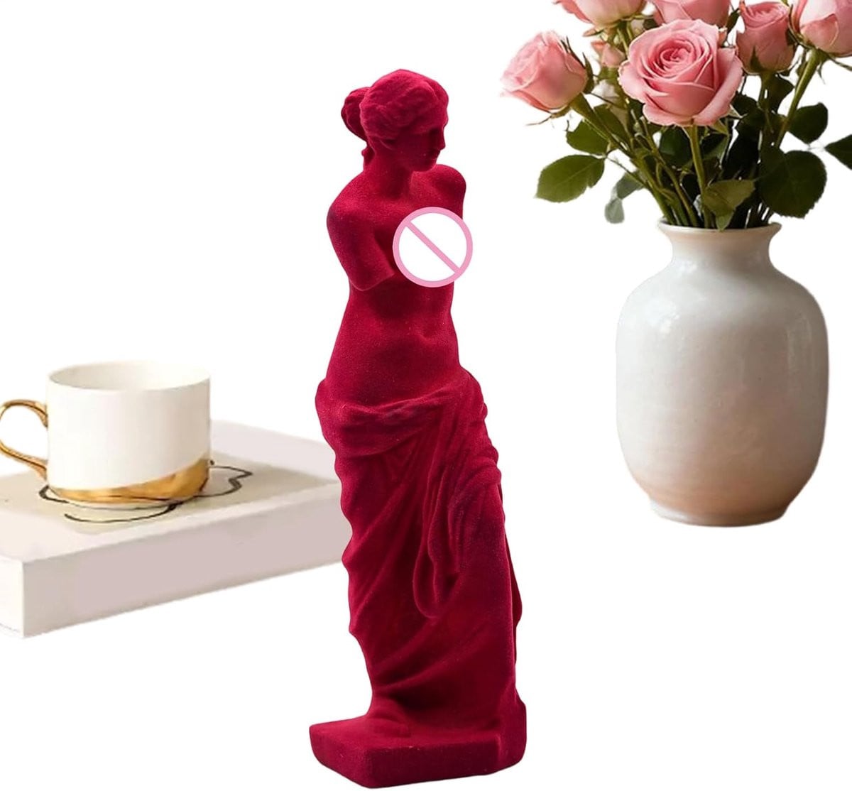 Grieks Standbeeld Klassieke Sculptuur Rood Hoogte: 28 cm