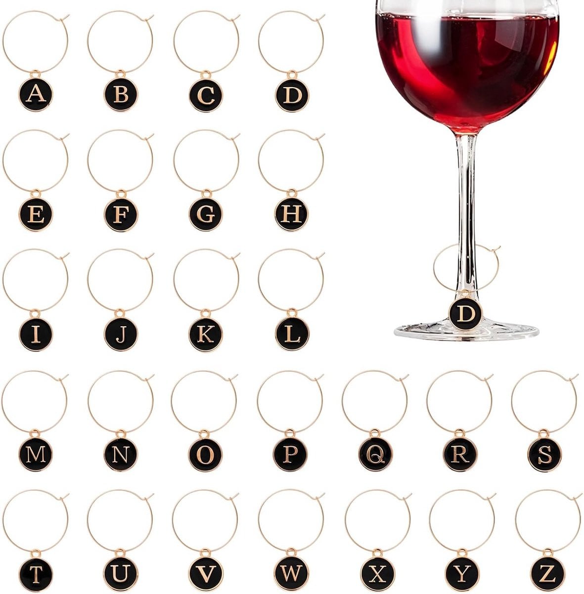 26 Stuks Alfabet Glasmarkers Wijnglashangers voor Feest en Decoratie