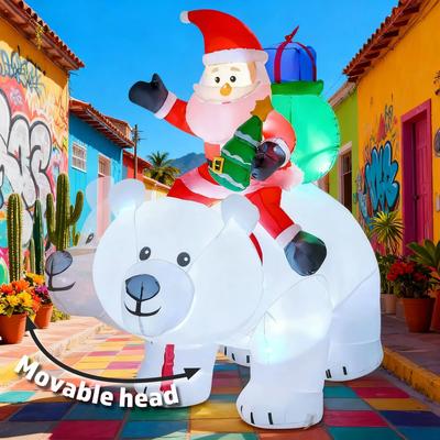 Uplifted Finds Movable Head Bear Santa Christmas Inflatable Yard Decoration With LED Light us 210 Cm Nutcracker