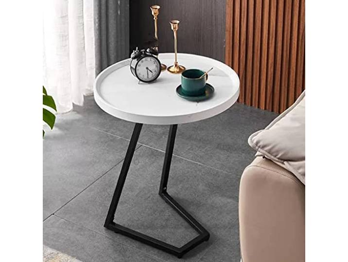 XDgfjrCGKJ Mit Metallrahmen, moderner Sofa-Akzenttisch, lässiger Teetisch(White B,50 cm)