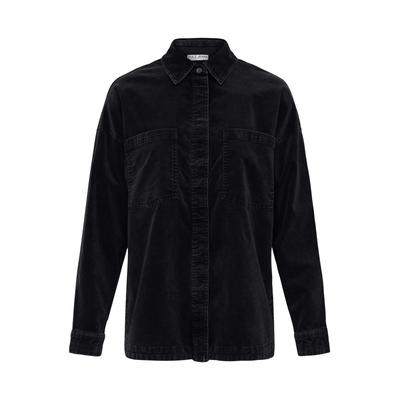 Hemdjacke PULZ JEANS "Damen Overshirts PZFIBA", Damen, Gr. S, schwarz (schwarz beauty), Obermaterial: 98% Baumwolle CO. 2% Elasthan EL., Jacken