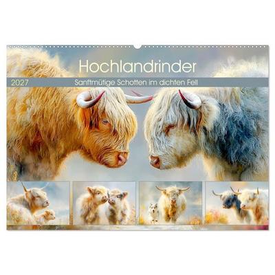 Hochlandrinder. Sanftmütige Schotten im dichten Fell (Wandkalender 2027 DIN A2 quer), CALVENDO Monatskalender