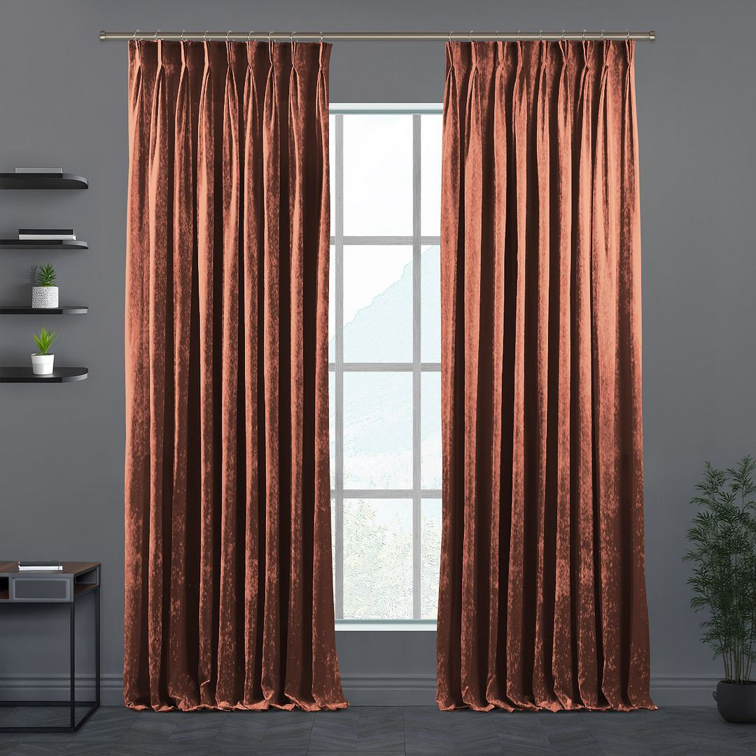 Lilijan Home & Curtain Velvet Single Curtain Panel Burnt Orange 65cm Width x 265cm Drop