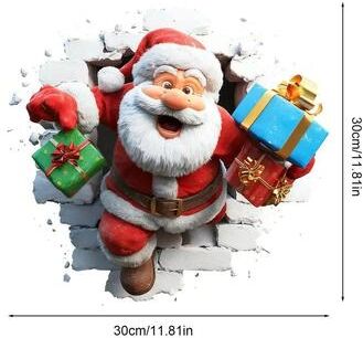 Uplift Treasures 3D Wall Breaking Santa Claus Christmas Sticker b