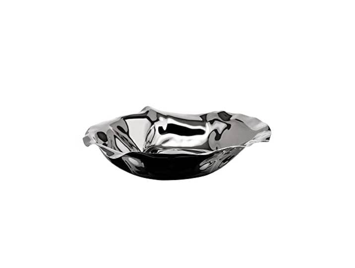 Alessi Sarrià 90084 - Corbeille Ronde Design\, Acier Inoxydable 18/10 Poli Corbeille\, dessinée par Lluís Clotet\, polie avec bord ondulé\, pour le pain et les fruits à table