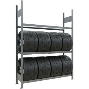 Schulte Reifenregal 13912, silber, für 18 Reifen, 3 Ebenen, 150 kg Fachlast, verzinkter Stahl, 200 x 150 x 40 cm