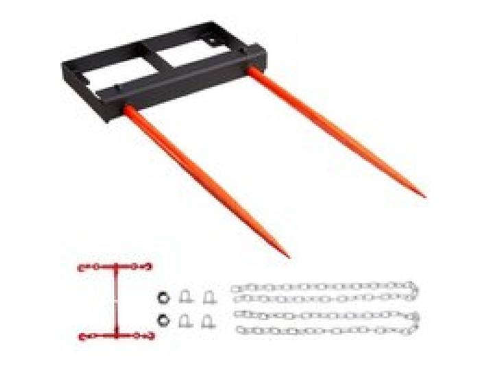 VEVOR Pique-botte de Foin Capacité de Charge 1360 kg Fourche à Balles 2 Dents 125 cm Fourches à Pointes Fixation Godet à Grande Durabilité pour Tracteurs, Chargeuses Compactes, Agriculteurs, Champs