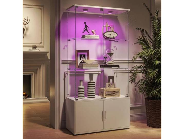 Vitrine en verre avec Led vitrine collection avec 4 porte 3 étagères vitrine led avec armoire vitrine salon