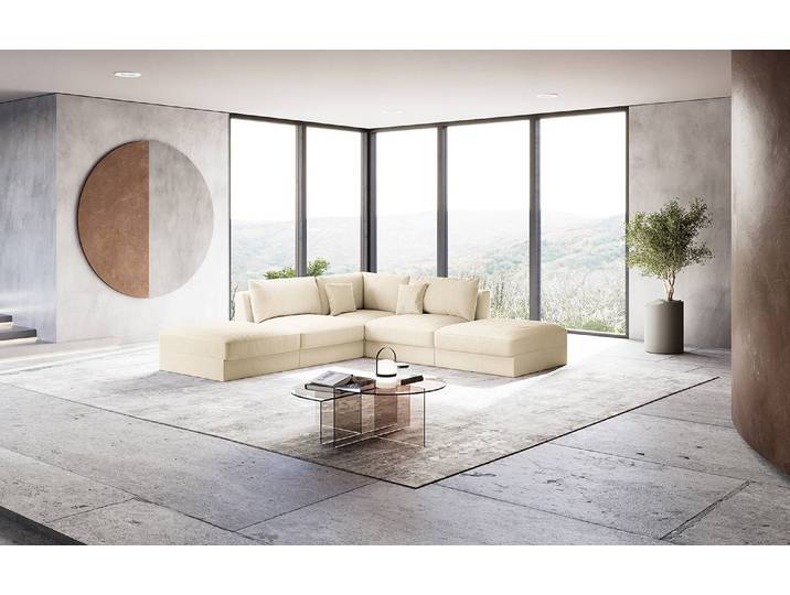 Ecksofa Beige/Creme Webstoff Palila 293 x 90 x 293cm Modern