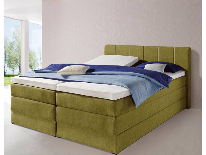 Boxspringbett, Grün, 160x200 cm, Feinstrukturstoff, Bettkasten, Landhaus, Hapo