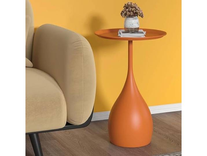 TONG TONG Beistelltisch Rund, Couchtisch rund Kleiner Tisch Wohnzimmertisch Wohnzimmer Tisch, Nachtisch Sofatisch für Schlafzimmer für Couch, Nachttisch (Orange)
