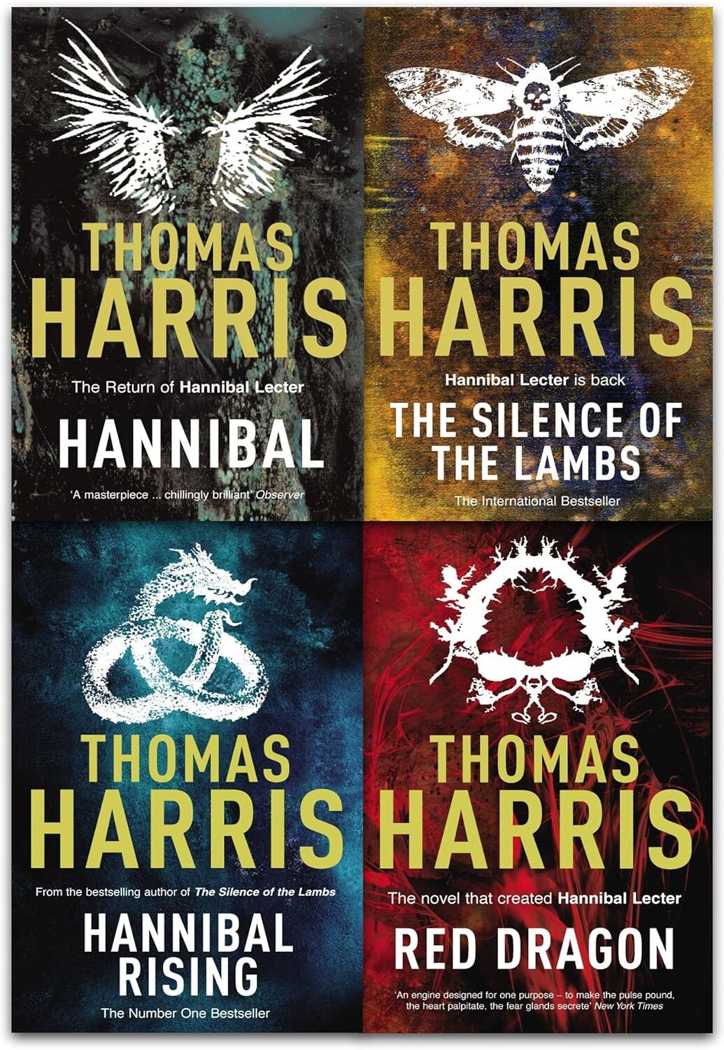 Arrow Hannibal Lecter Series 4 Books Collection Set by Thomas Harris - Paperback - Red Dragon, Silence of the Lambs, Hannibal, Hannibal Rising - Adult
