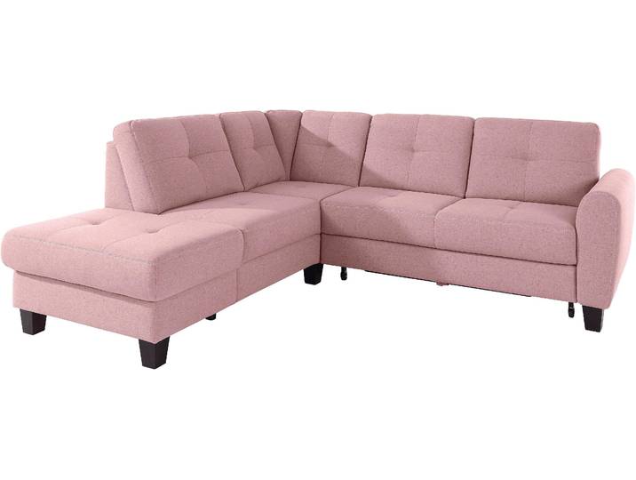 Ecksofa, Luxus-Microfaser, Altrosa 240×214 cm, Mit Bettfunktion & Stauraum, Modern, SIT & MORE