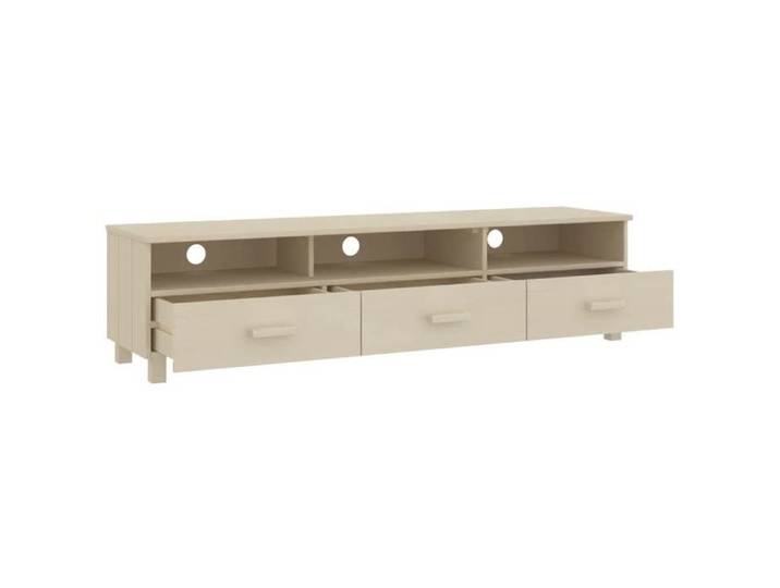 NEUF Armoire TV - Brun - Meuble TV - TABLE TV - HAMAR Marron miel 158x40x40 cm - Bois massif de pin TT3213