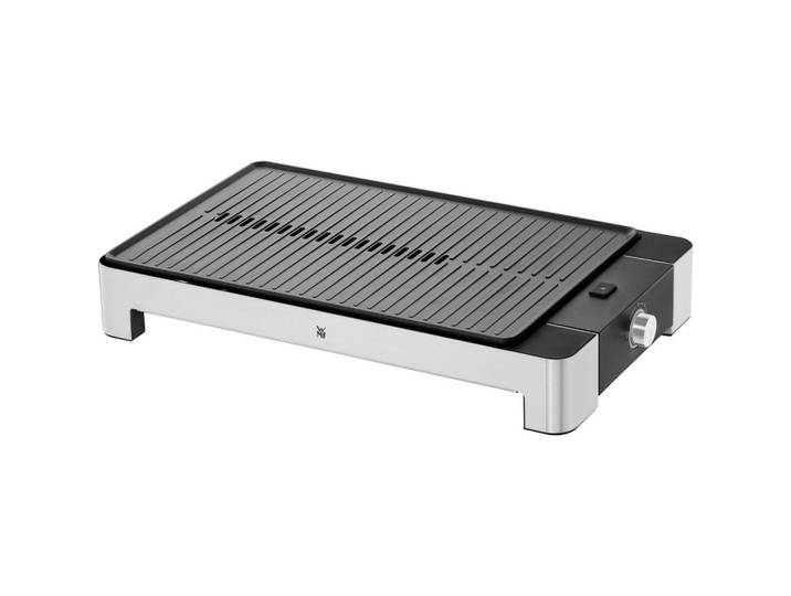 WMF Tischgrill, Schwarz, Edelstahlfarben, Metall, 53.5x7.5x29.5 cm, herausnehmbare Fettauffangschale, Tischgrills & Fondues, Raclette-Grills