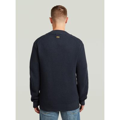 Cardigan G-STAR "Honey Comb Structure Cardigan", Herren, Gr. L, blau (dk patriot blau), Obermaterial: 100% Baumwolle, Strickjacken