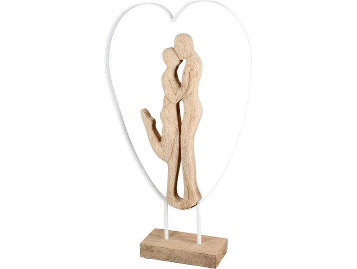 Skulptur GILDE Skulptur Herz Frisch verliebt , beige (naturfarben), B:32cm H:55cm T:9cm, Mangoholz, Dekofiguren, Skulptur
