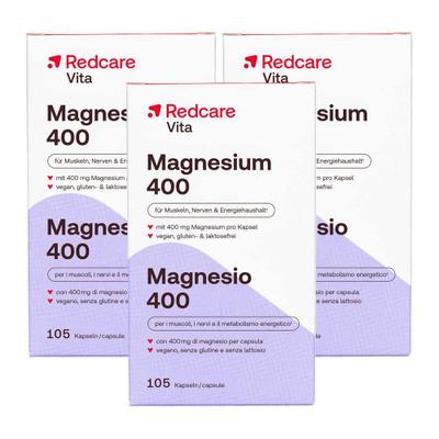 Magnesium 400 RedCare Dreierpack 3x105 St Kapseln