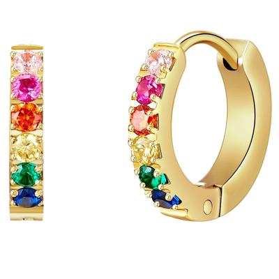 Paar Creolen EASTSIDE "Set: SC257", bunt (gelbgold, rosa), Ohrringe, Damen, 12,5,mit Zirkonia, Edelstahl, mit bunten Zirkonia