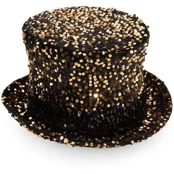 Zylinder "Pailletten", gold/schwarz