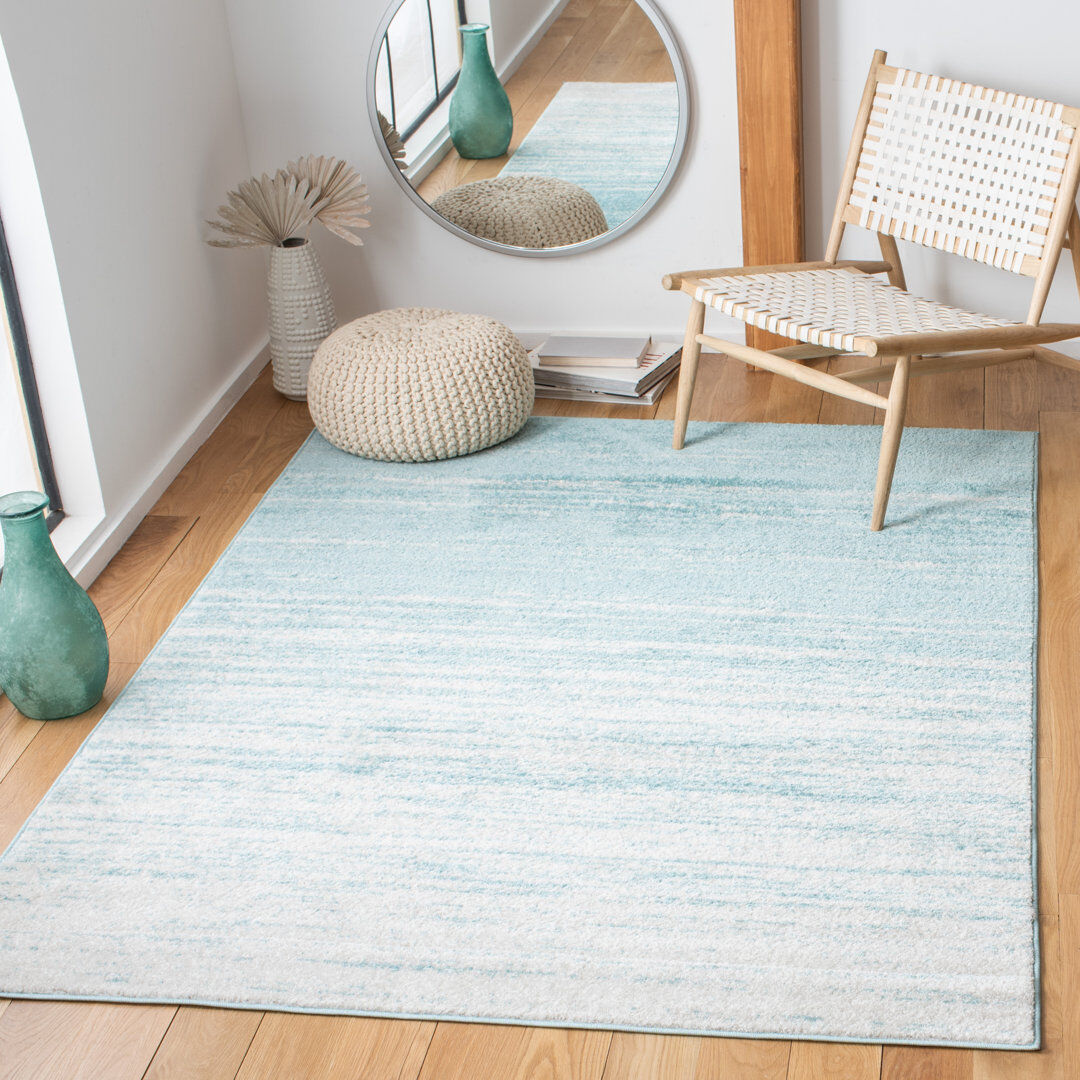 Breakwater Bay Fairlaine Ombre Area Rug Aqua/Ivory Rectangle 165 x 231 cm