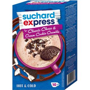 Suchard Kakao Express Choco & Cream Cookie Crumble, Pulver, 6% Kakaogehalt, 10 Portionsbeutel
