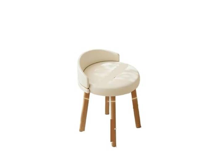 Zymjzbetic Drehbarer Waschtischstuhl aus massivem Holz, platzsparend Hocker for bequemen Schminken(Cream White)