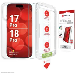 DISPLEX Real Panzerglas + Schutzhülle für Apple iPhone 18 Pro/17 Pro