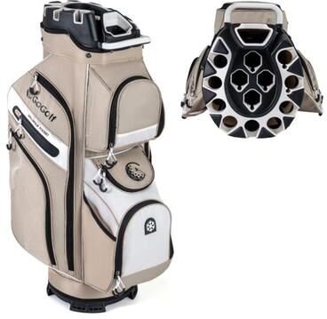 Costway Molded Lock Top Golf Cart Bag with 14-Way Full Length Dividers and 11 Pockets-Khaki