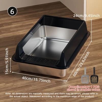 Uplift Treasures Stainless Steel Semi Enclosed Cat Litter Box black 6