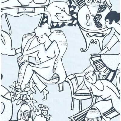 NuWallpaper Illustrative Blue Leisure Ladies Novelty Peel & Stick Wallpaper