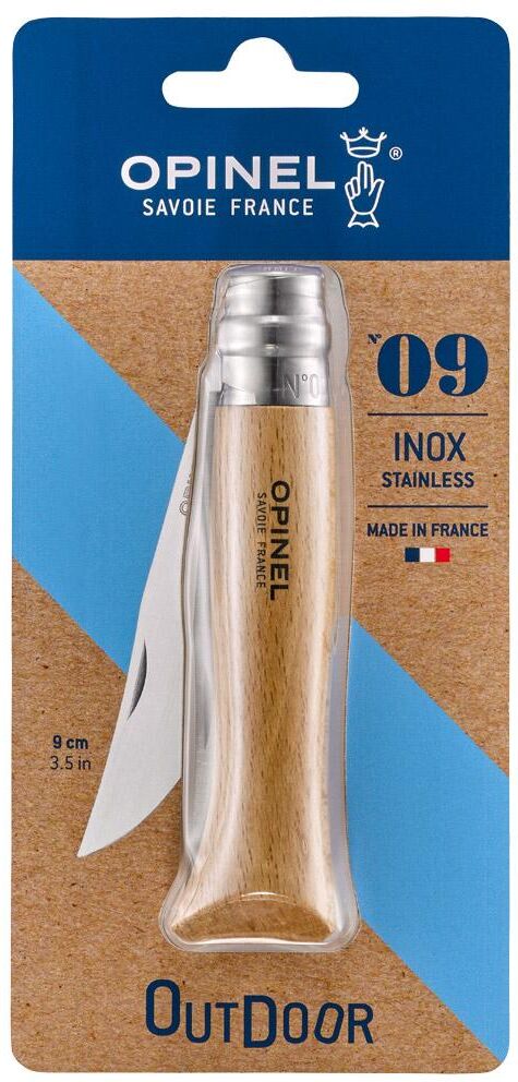 Opinel  - N°9 VRI Blister Hêtre Inox - Couteaux