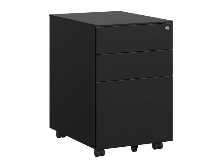 Caisson mobile de bureau avec roulettes et serrure pour dossiers noir