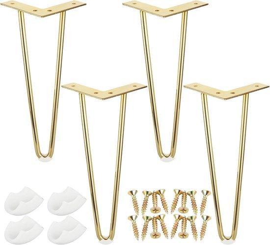 Gouden metalen haarspeldtafelpoten van 30 cm voor meubels en DIY-projecten