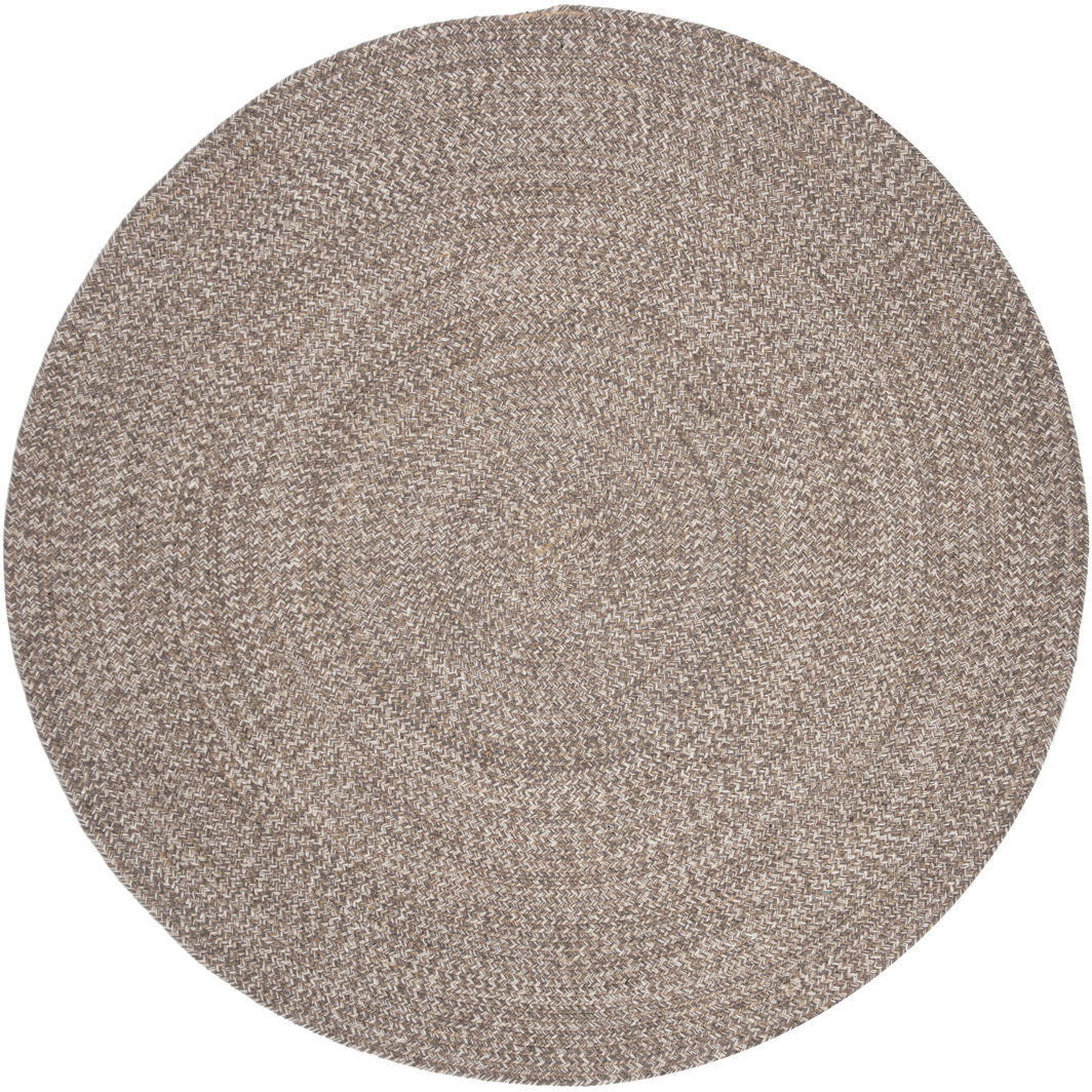Brambly Cottage Petersburg Geometric Cotton Hand Woven Area Rug Brown;Ivory/Beige Round 152cm