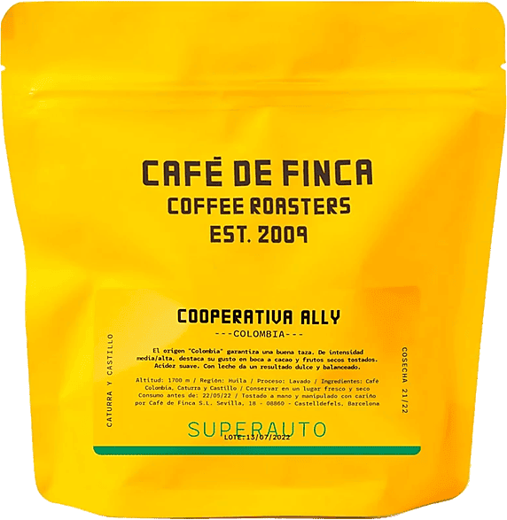 CAFE DE FINCA Café en grano - de Finca Colombia Cooperativa Ally, Colombia, Caturra y Castillo, Apto para Cafeteras Superautomáticas, 1 kg