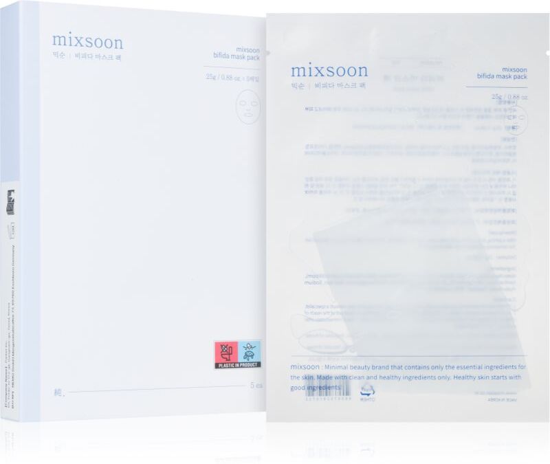 mixsoon Bifida Fugtgivende ansigts sheetmaske med probiotiske bakterier 5x25 g