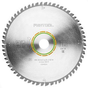 Festool Kreissägeblatt Universal 260x2,5x30 W60, 260 x 30mm, 60 Zähne, für Holz, Gips & Kunststoff